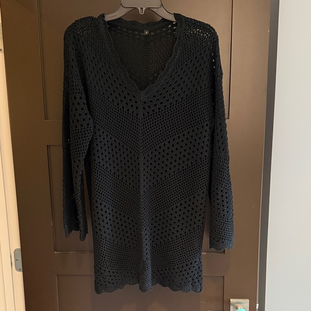 Black Crochet swimsuit coverup dress